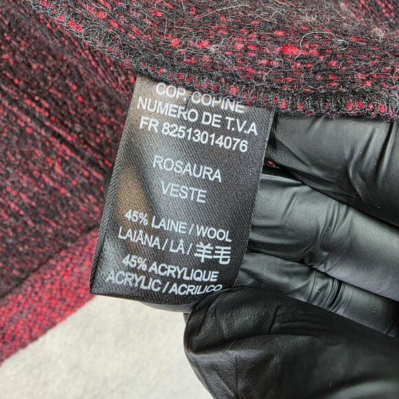 Cop Copine Jacket Womens Size 40 Red Wool Blend Rosaura Toggle Zip Pockets - Picture 12 of 13
